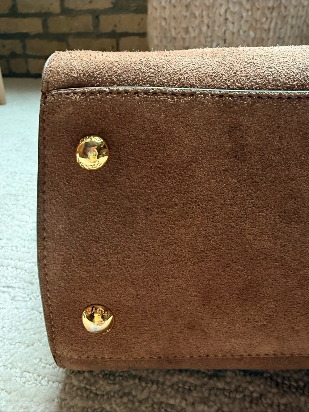 Prada Brown Suede Top-Handle Satchel| Dust Bag Included ✨ - Picture 10 of 11